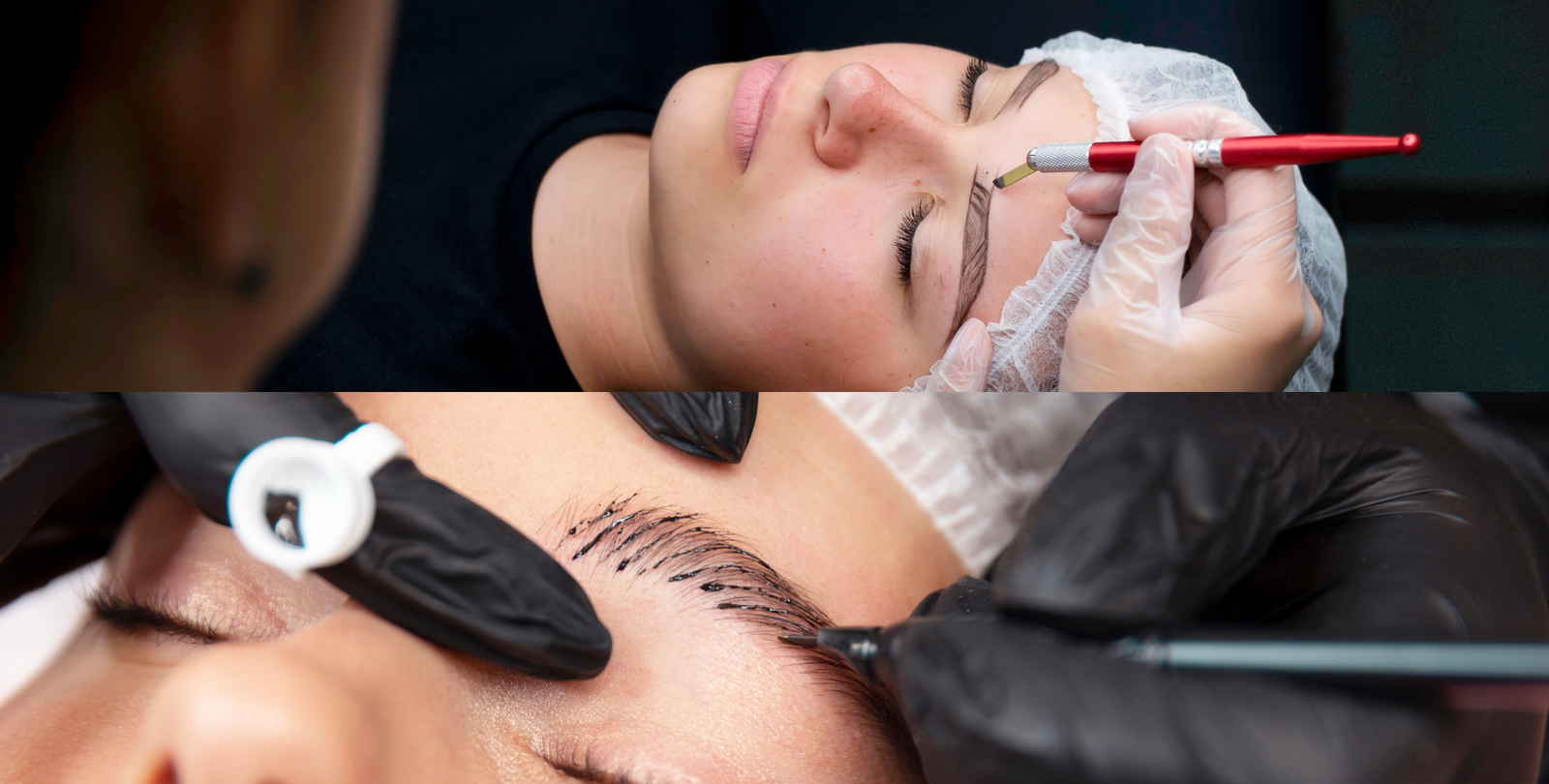 Persona recibiendo una sesión de micropigmentación en las cejas.